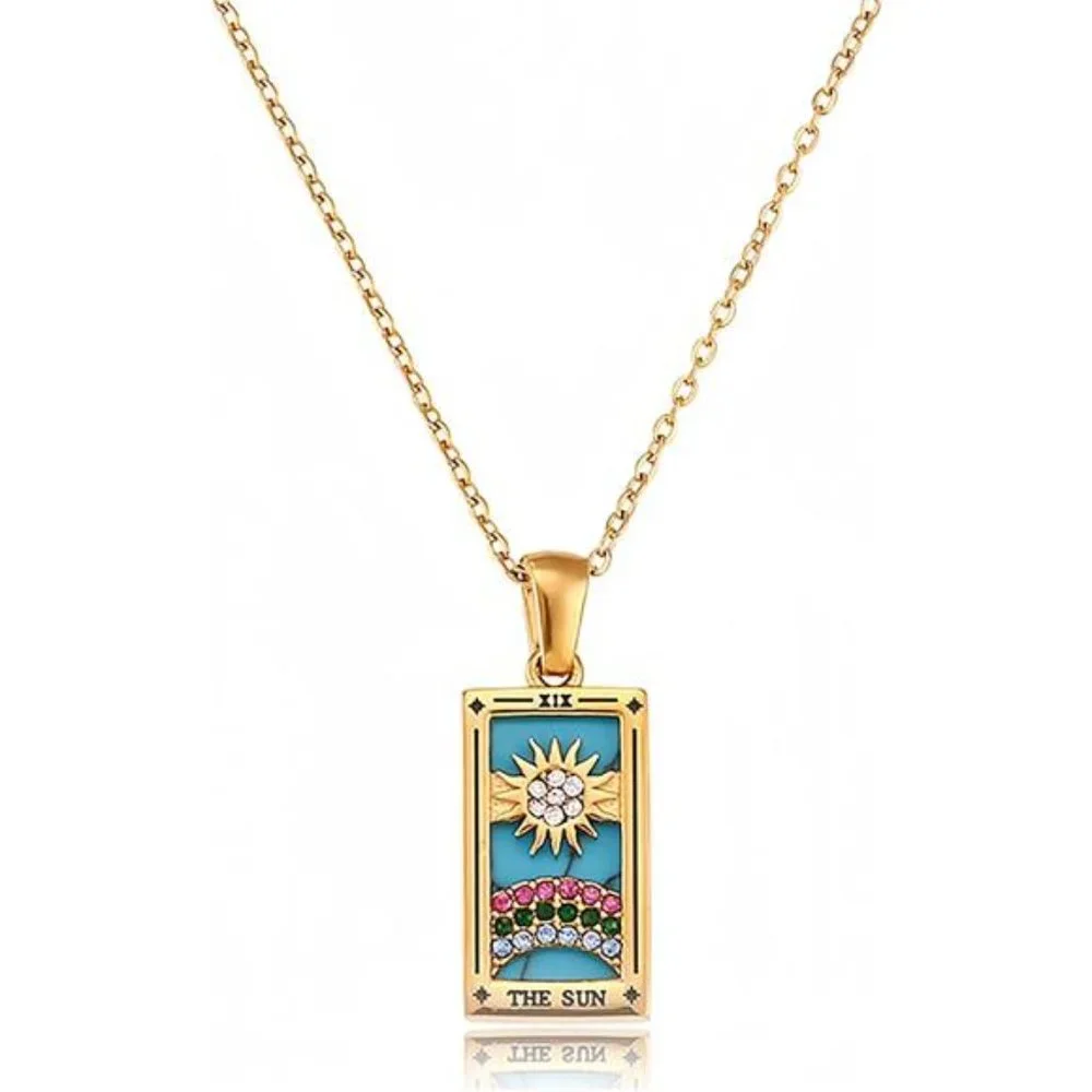 Tarot Card Necklace 18k Gold Plated Tarot Cards Pendant Necklace Vintage